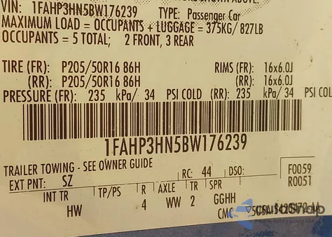 2011 Ford Focus Sel из США, поврежденный, VIN 1FAHP3HN5BW176239